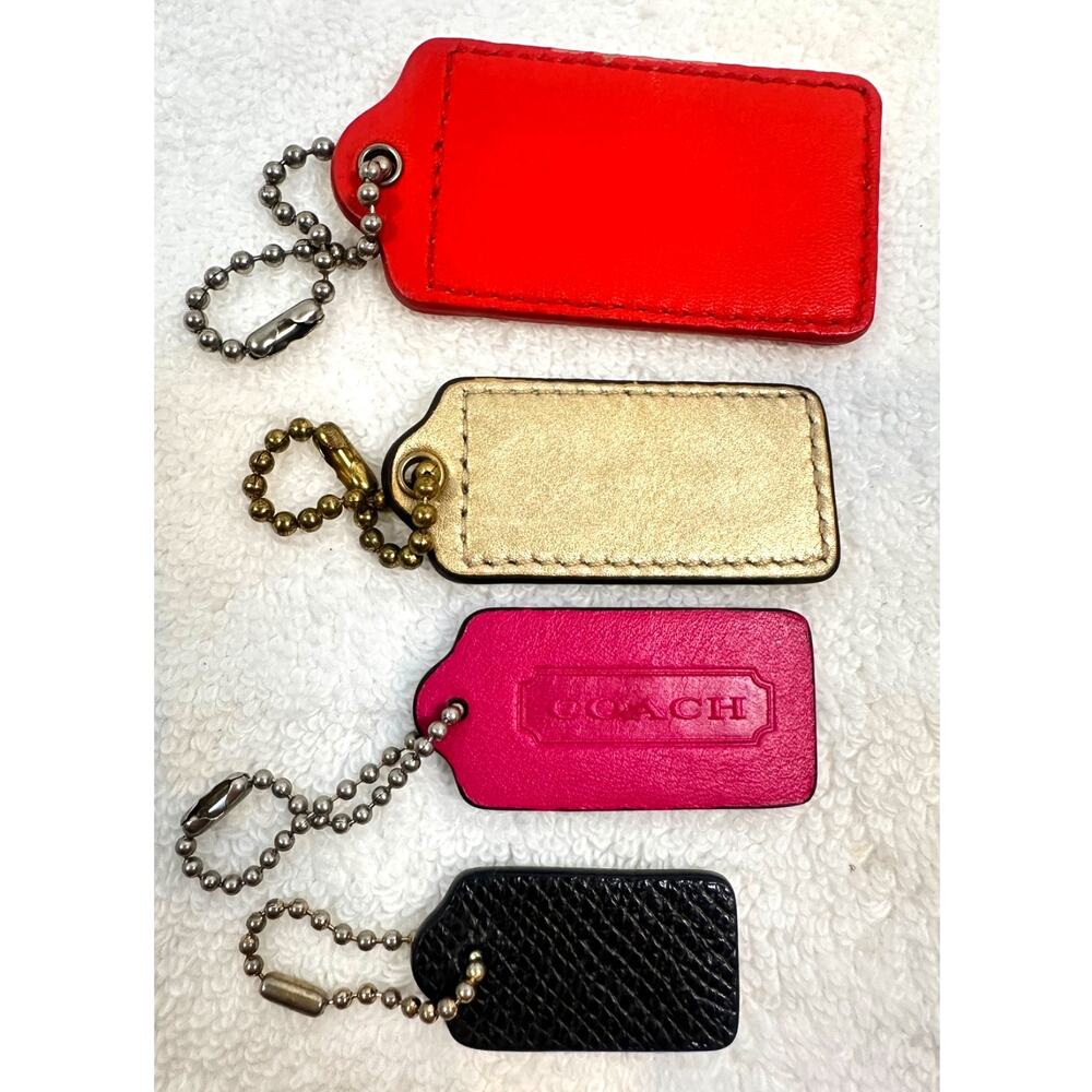Lot of 4 Coach Leather Hangtags Bag Purse Charms Replacement Tags Genuine - Picture 2 of 2